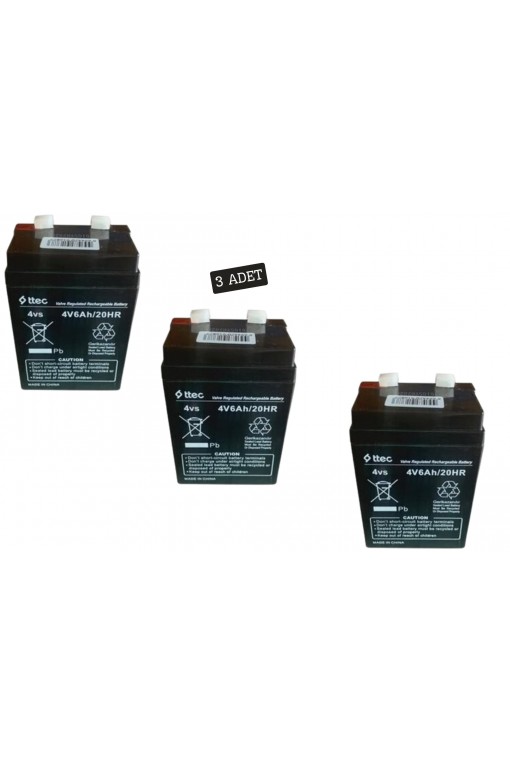 TTEC 4V 6Ah Bakımsız Kuru Akü 3 Adet TTEC 4V 6Ah Bakımsız Kuru Akü 3 Adet